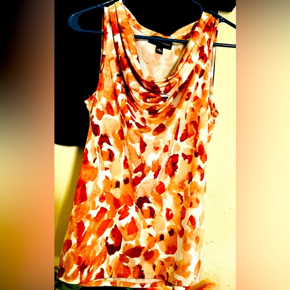 XS Dana Buchman Orange Floral Blouse - Picture 2 of 2